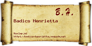 Badics Henrietta névjegykártya